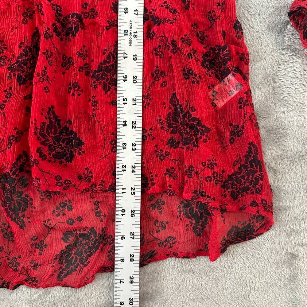 Sundance Elodie Red Black Floral Long Sleeve Tiered Blouse Women's SMALL *read* - Picture 6 of 6